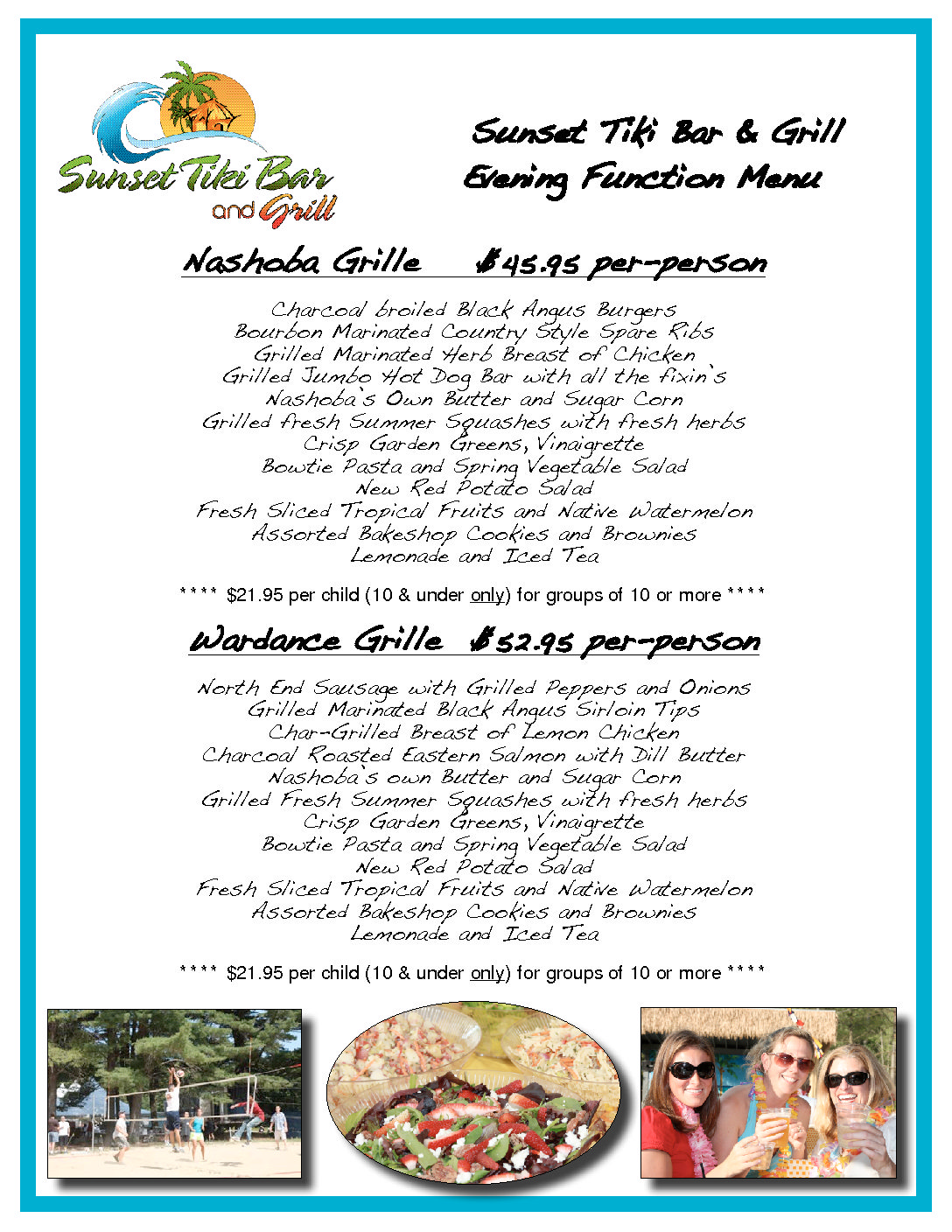 2017EveningFunctionMenupdf Sunset Tiki Bar and Grill